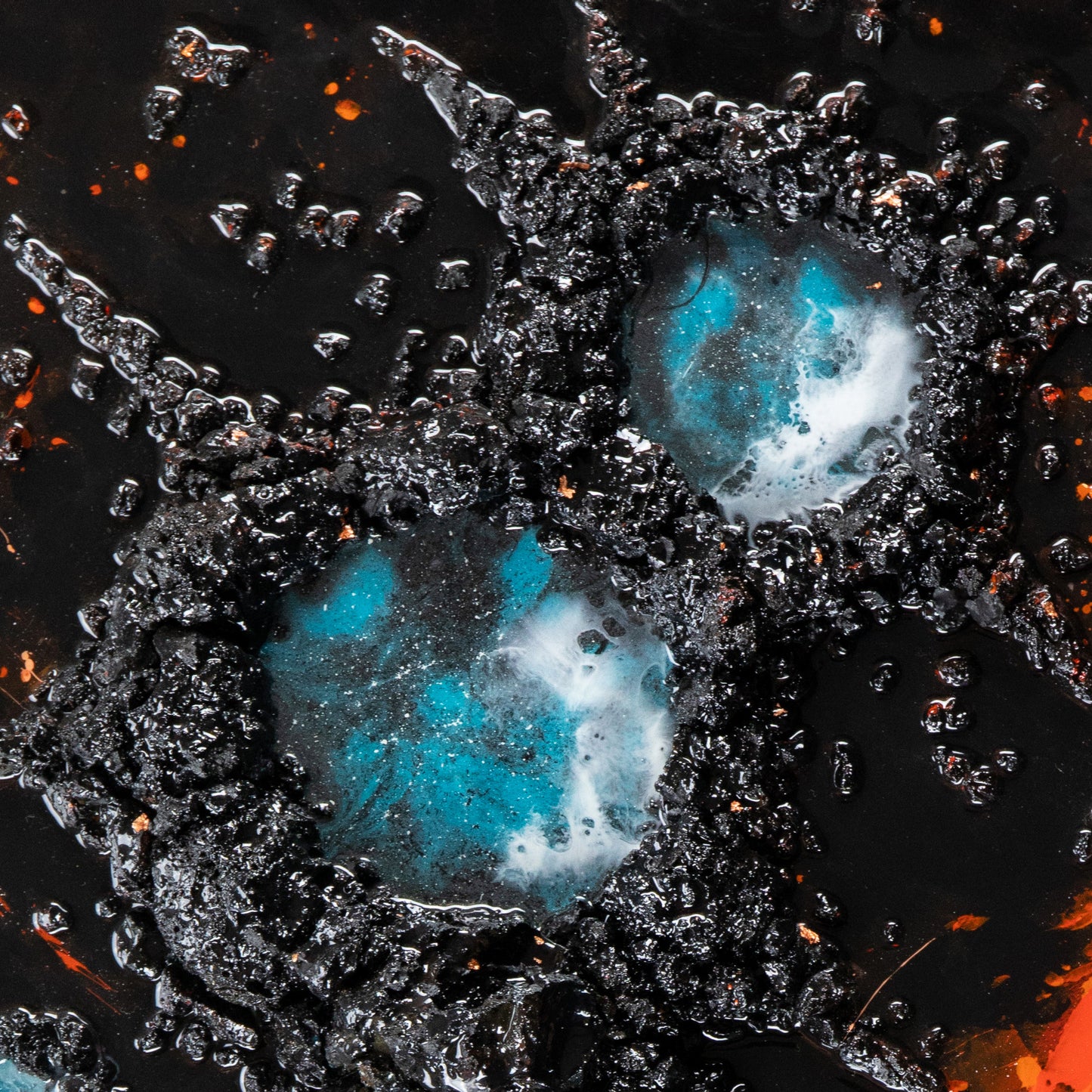 Cosmic Eruption – Spiritual Resin Art with Lava Stone | Sacred Energy Wall Art | 60×80cm / 24×31 Inches | Handmade Mixed Media Painting